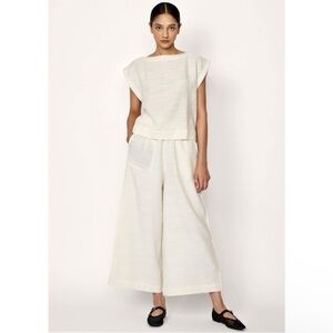 Laude The Label Everyday Wide Leg Crop Pants Women’s Size Small In Ivory